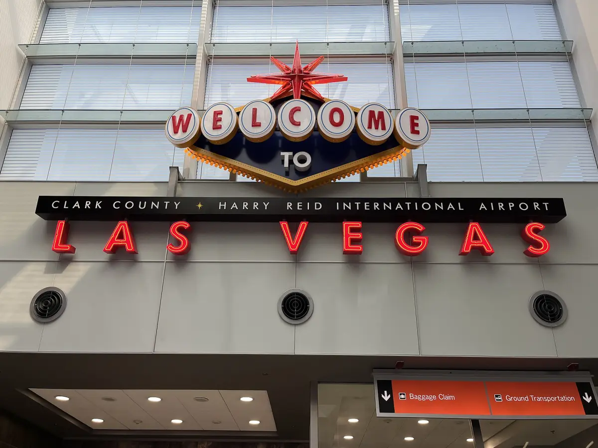 The Welcome sign at Harry Reid Airport