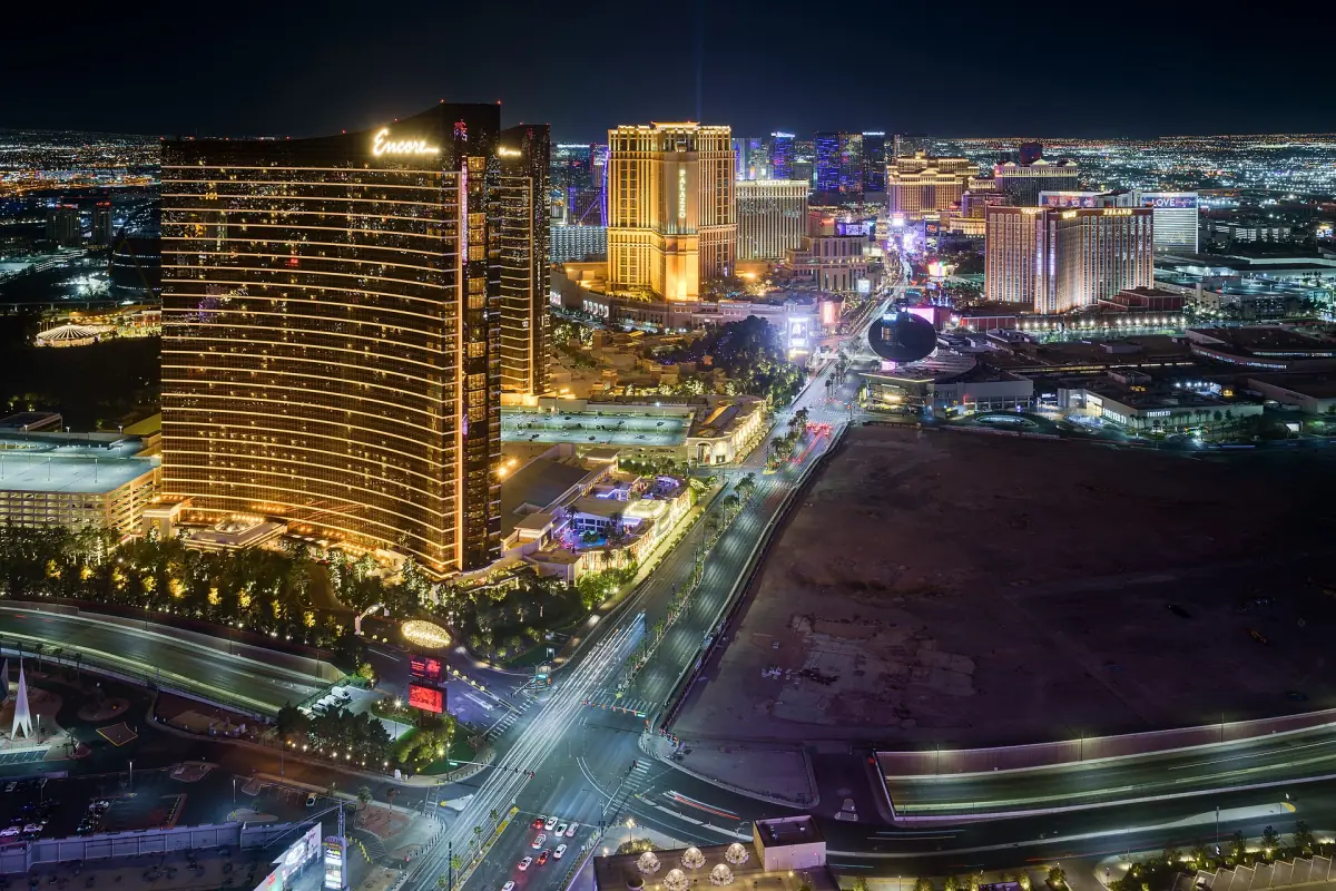 The Strip seen from above at night