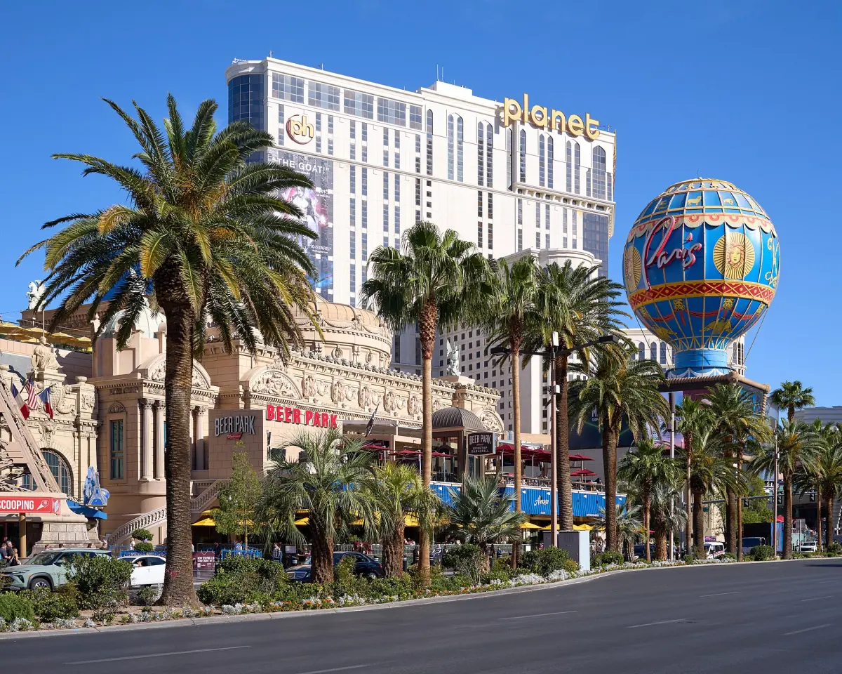 Palms along the Strip by day